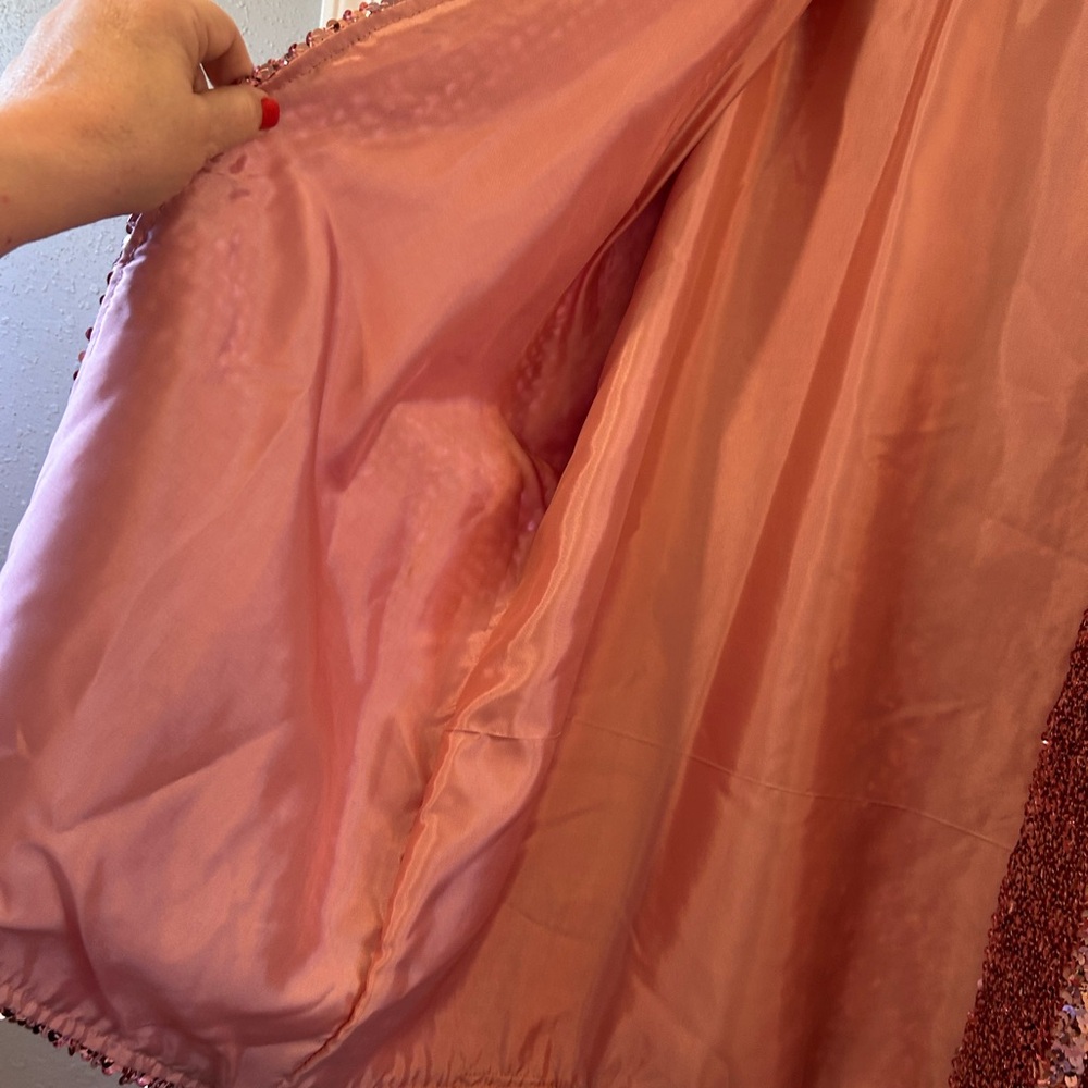 Sequin Open-Front Pink Party Dress Jacket - Picture 3 of 4